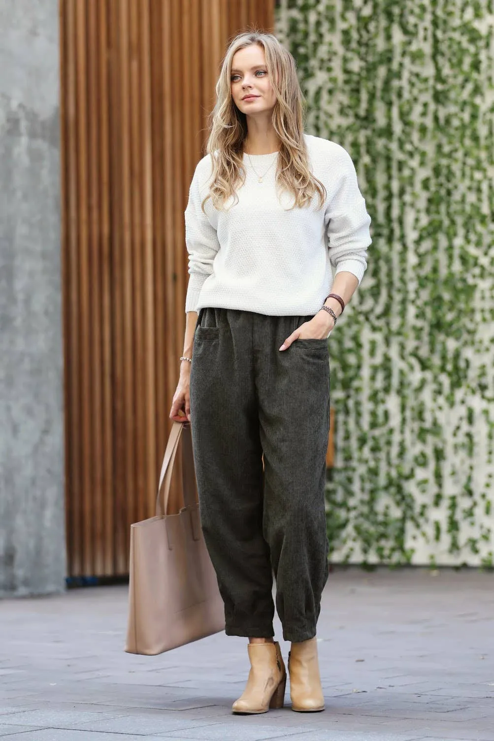 Ash Grey Corduroy Baggy Pants
