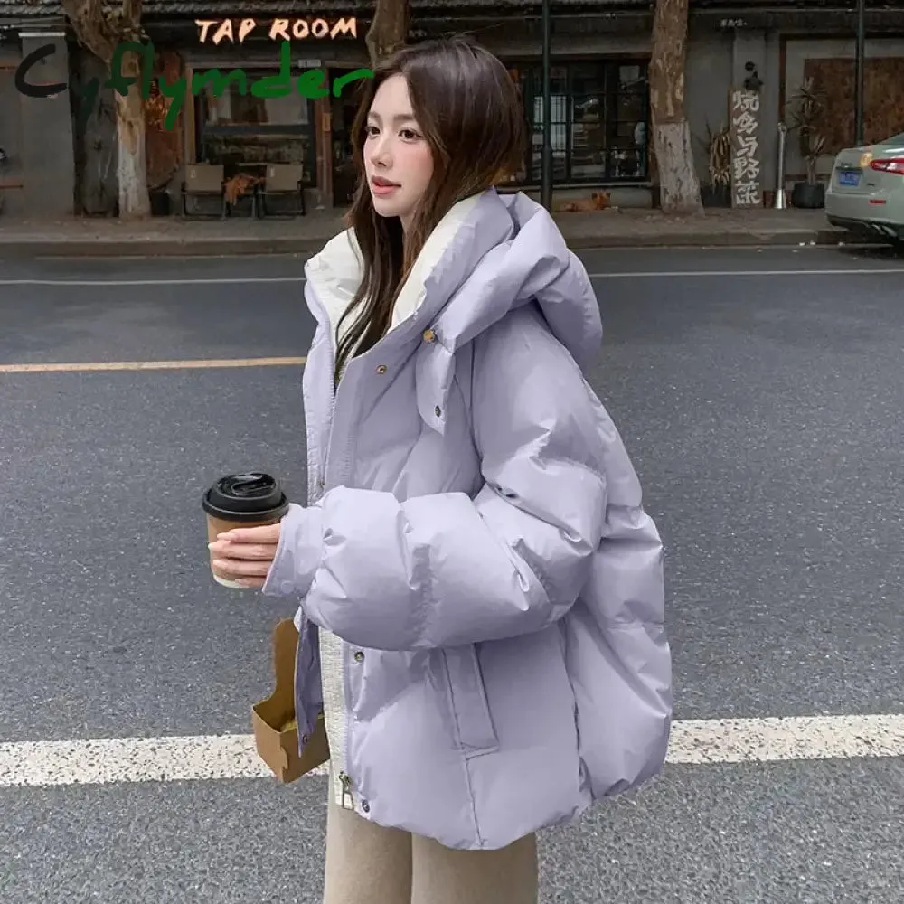 Cyflymder cold weather outfits Hooded Down Jackets Women Winter Coats New Korean Style Students Loose Casual Short Thick Warm Quilted Coat Women Clothing