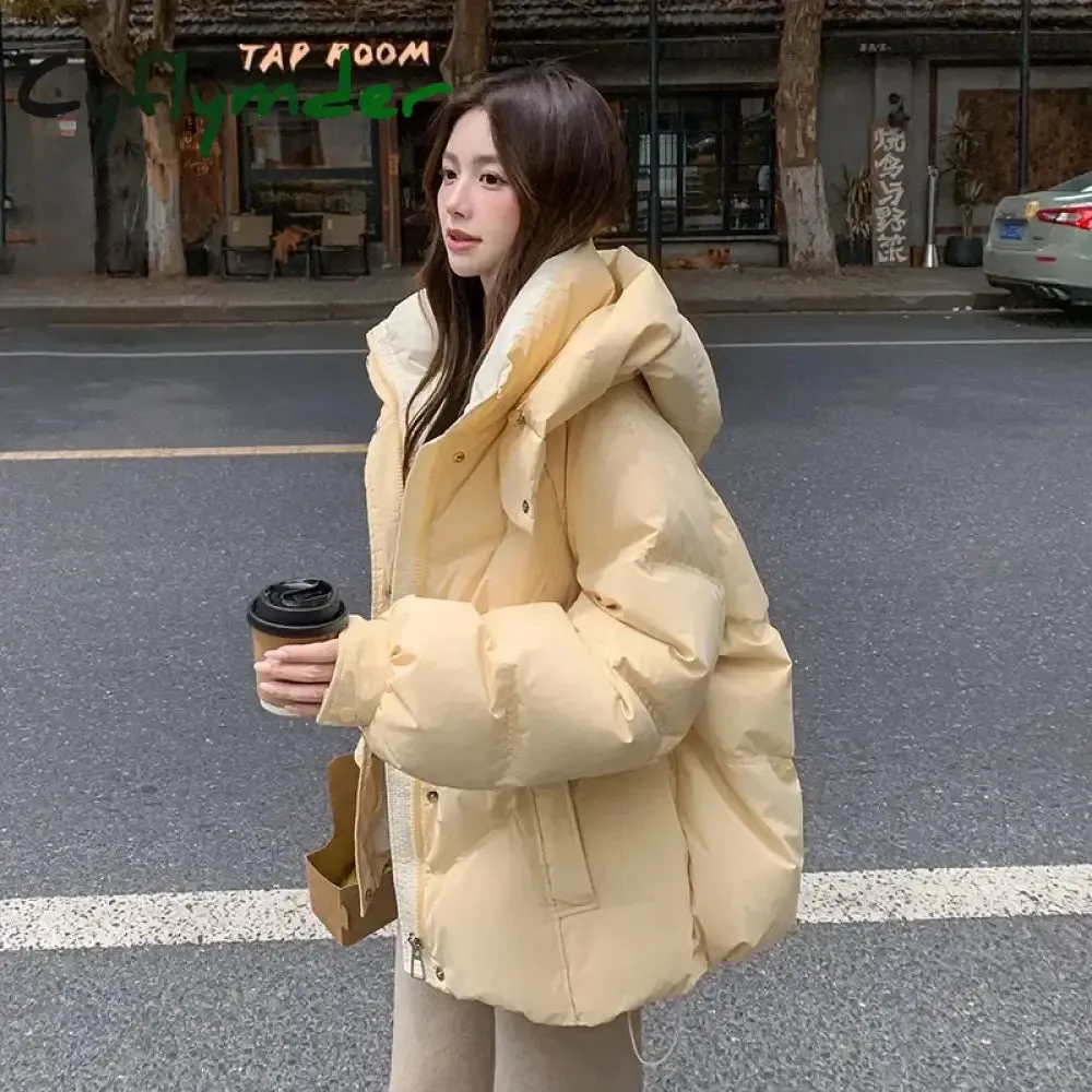 Cyflymder cold weather outfits Hooded Down Jackets Women Winter Coats New Korean Style Students Loose Casual Short Thick Warm Quilted Coat Women Clothing