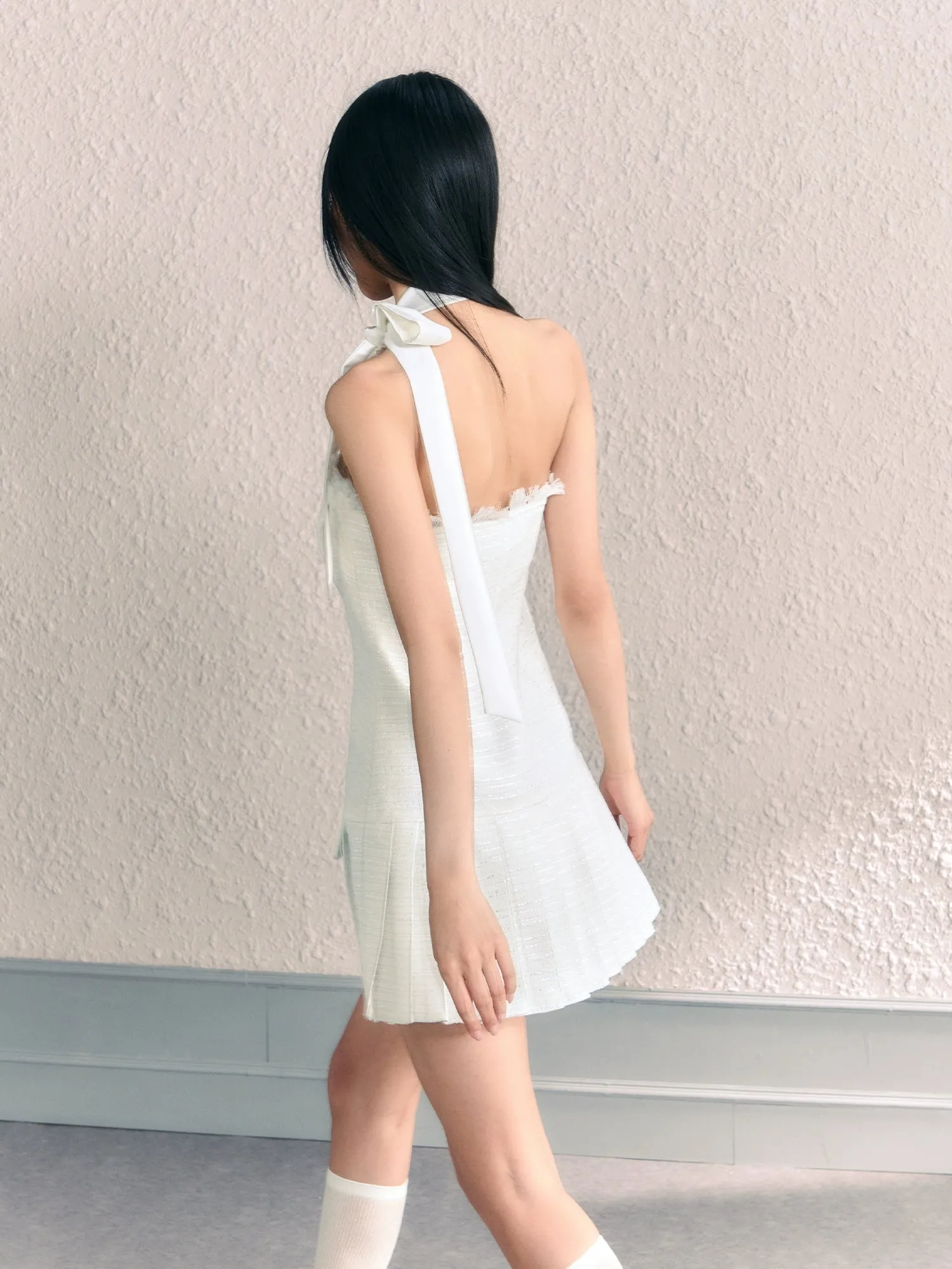 (Final Sale) White Bowtie Slip Mini Dress
