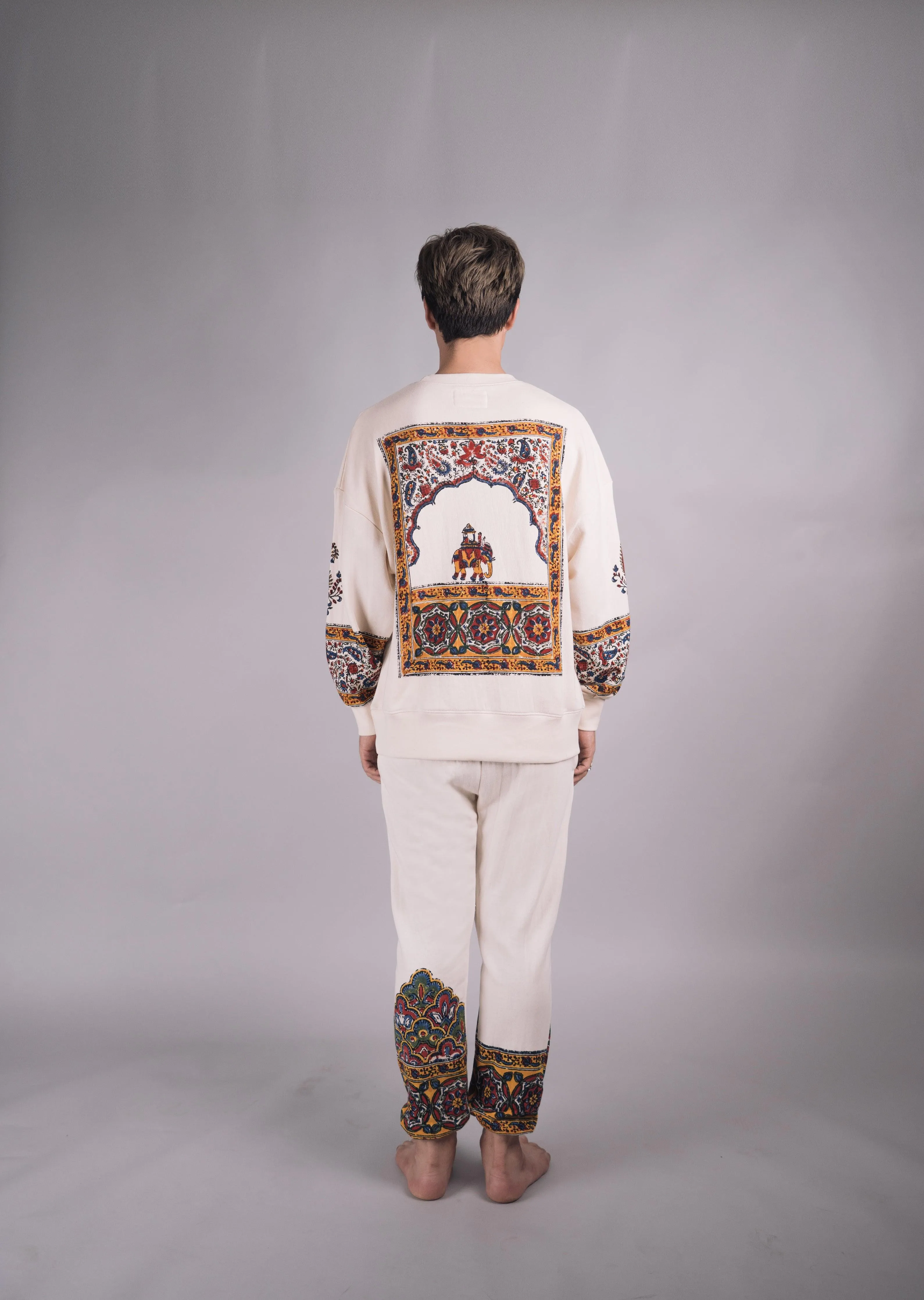 ‘Kalamkaar’ Block-Print Crew Neck Sweatshirt