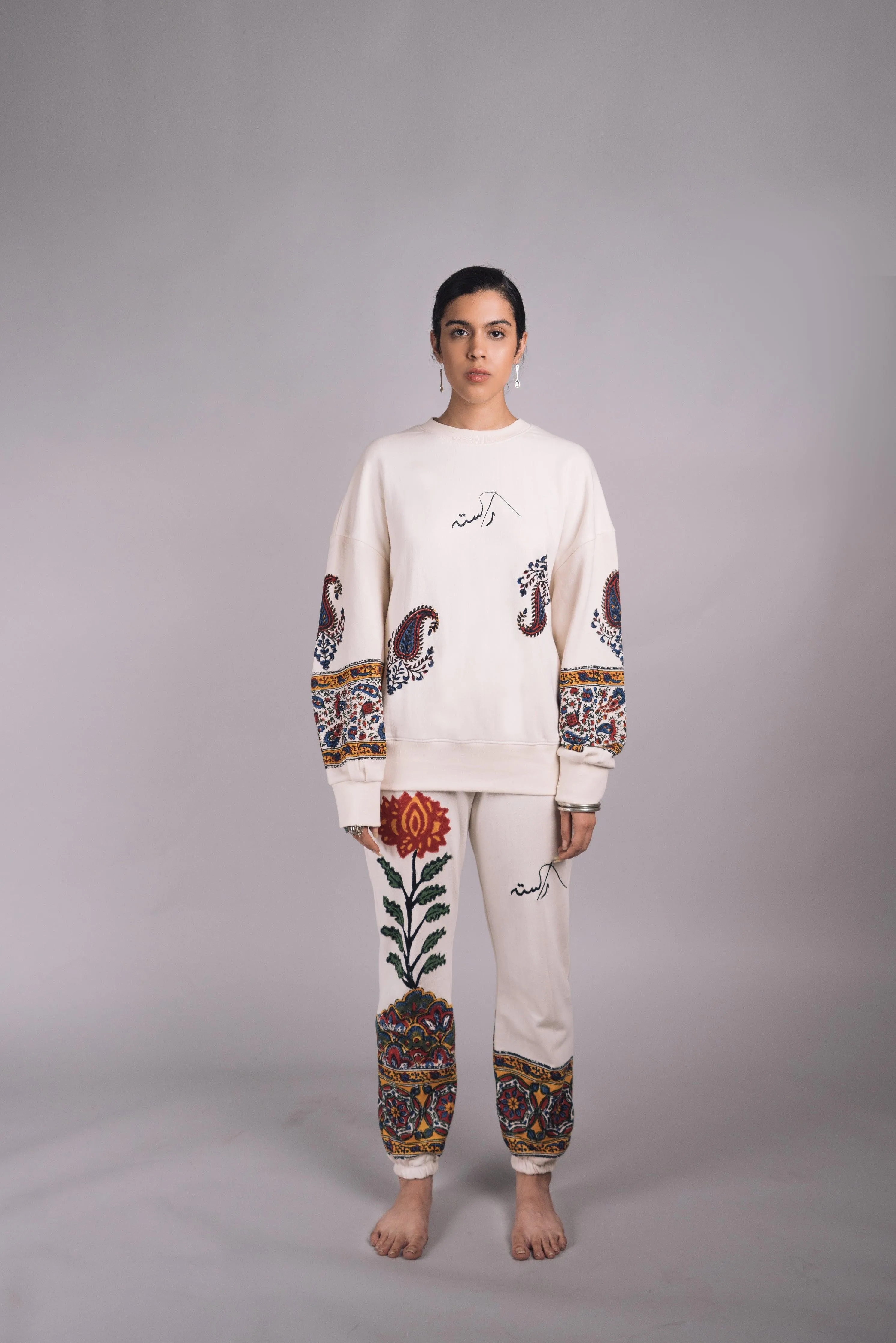 ‘Kalamkaar’ Block-Print Crew Neck Sweatshirt