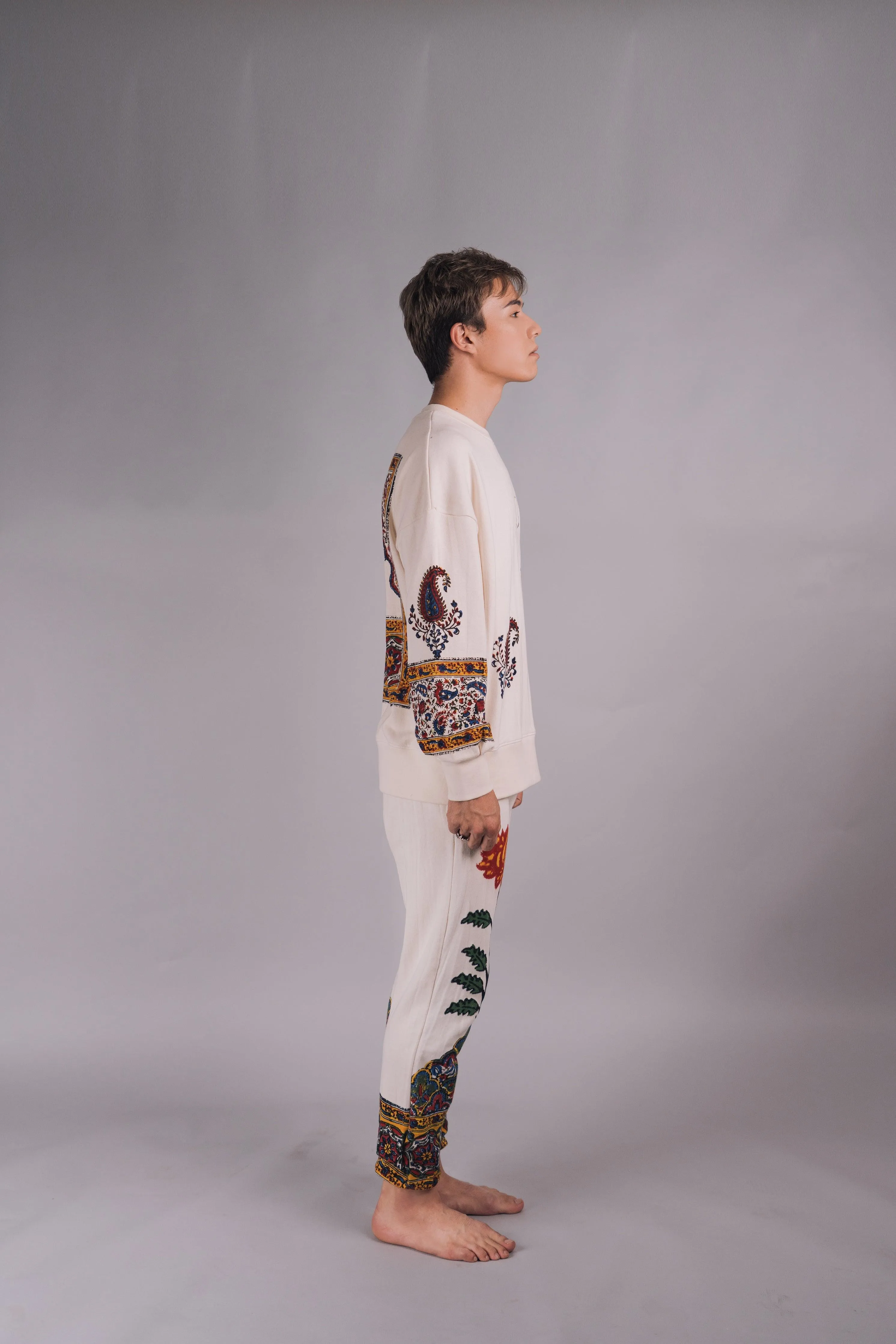 ‘Kalamkaar’ Block-Print Crew Neck Sweatshirt
