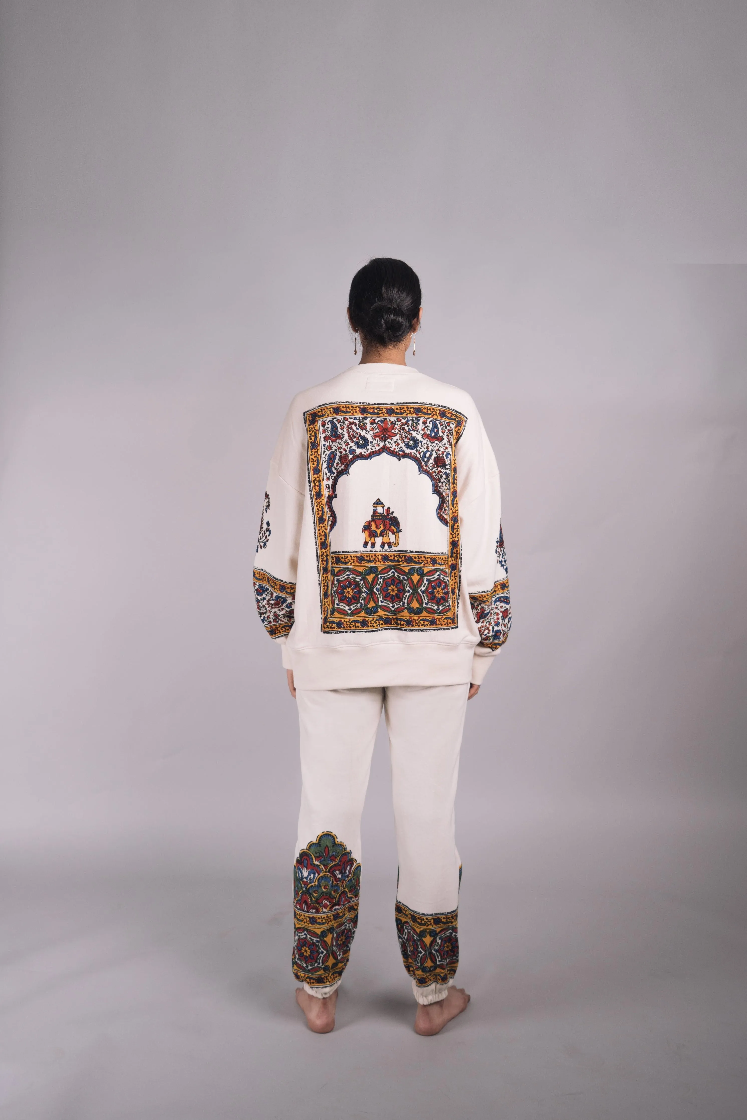 ‘Kalamkaar’ Block-Print Crew Neck Sweatshirt