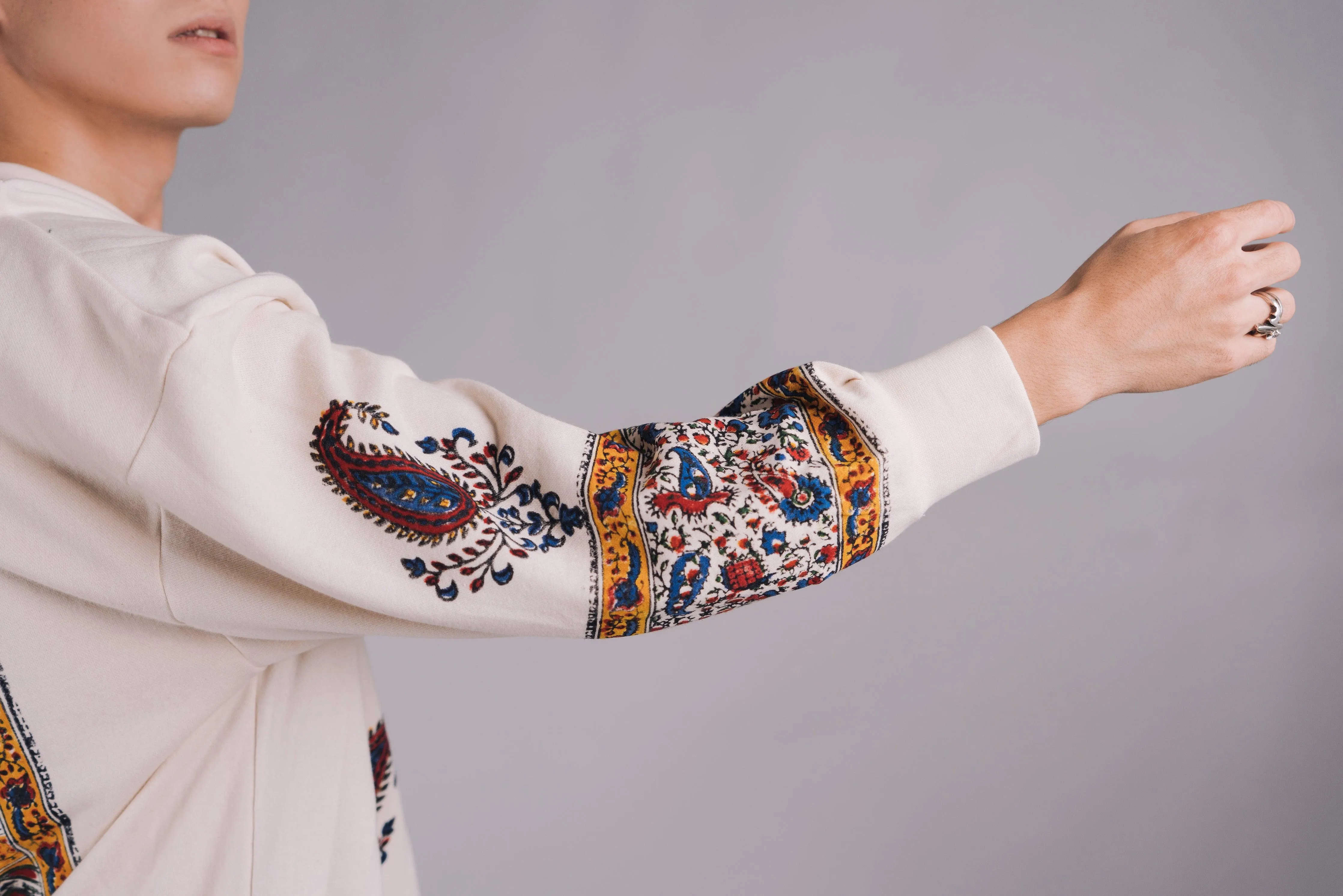 ‘Kalamkaar’ Block-Print Crew Neck Sweatshirt