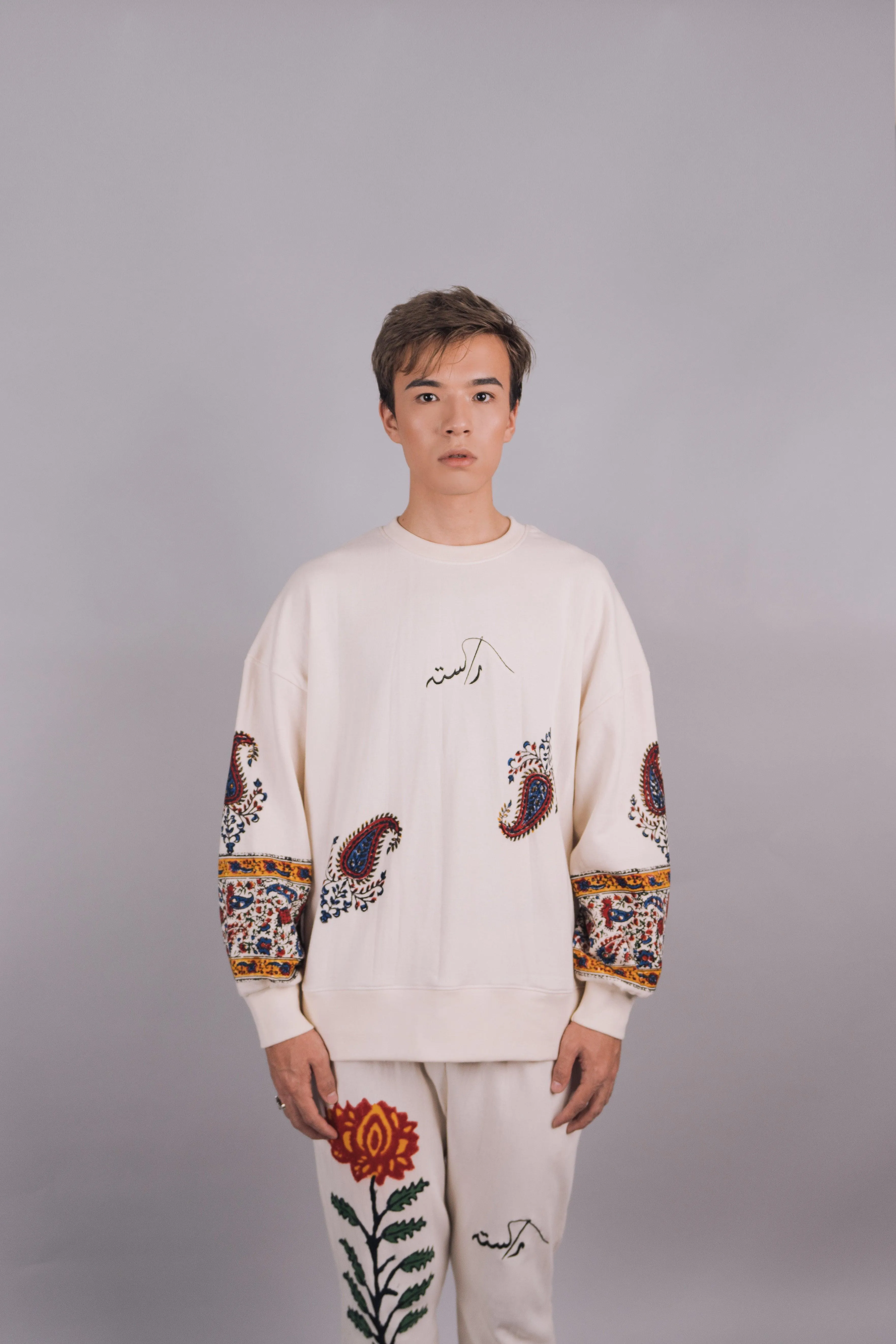 ‘Kalamkaar’ Block-Print Crew Neck Sweatshirt