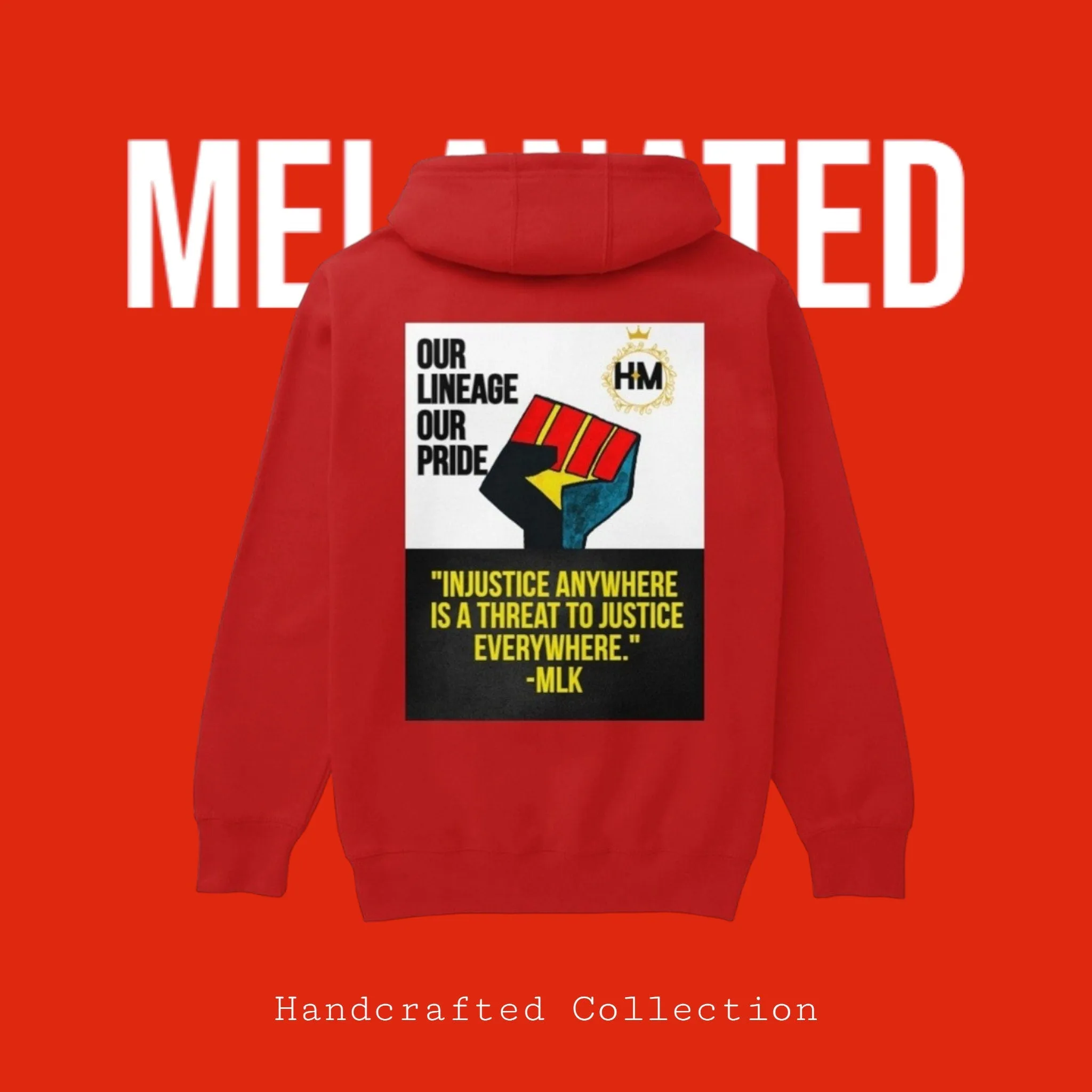 MLK Streetwear Unisex Pullover Hoodie, Hand-Drawn Art & Empowering Quotes