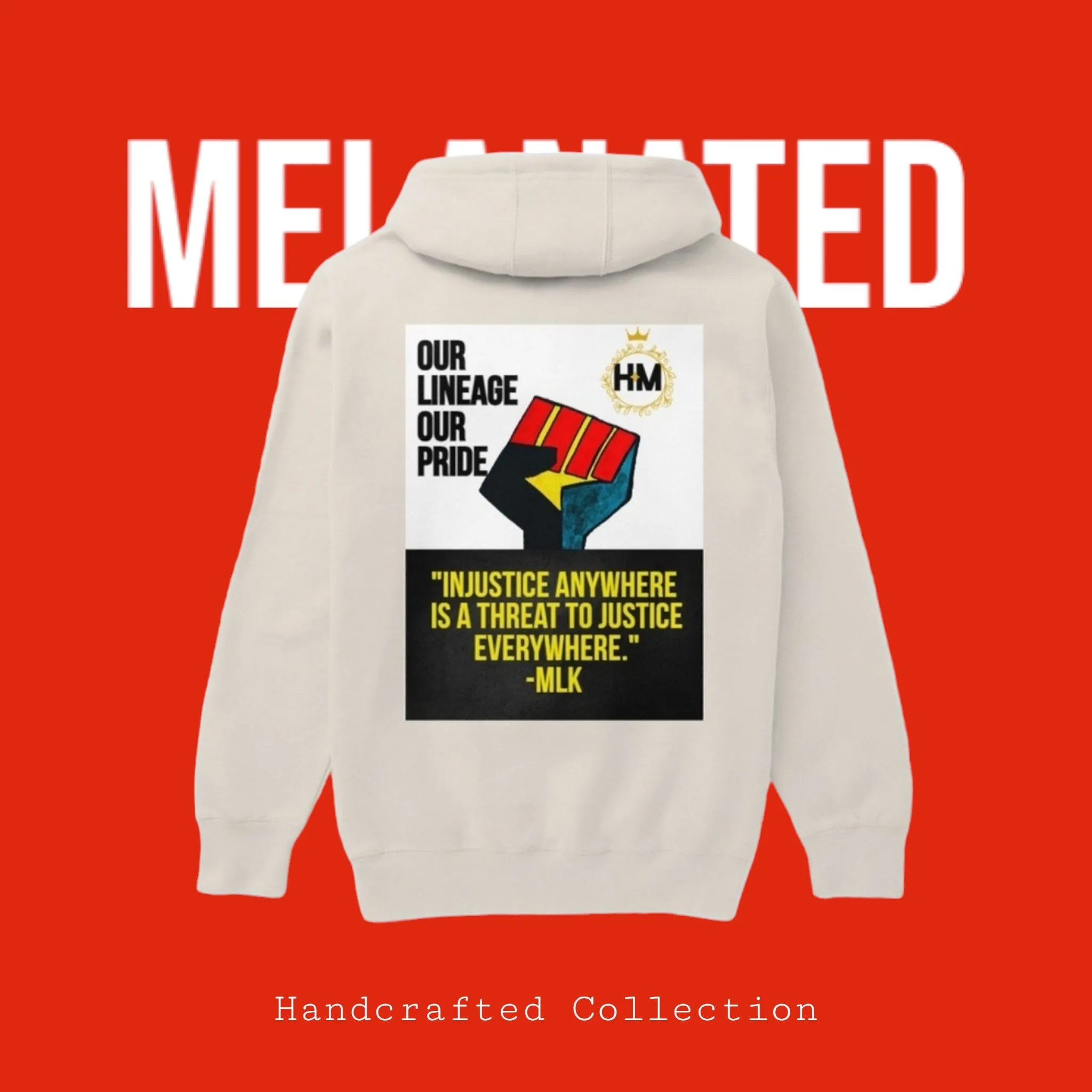 MLK Streetwear Unisex Pullover Hoodie, Hand-Drawn Art & Empowering Quotes