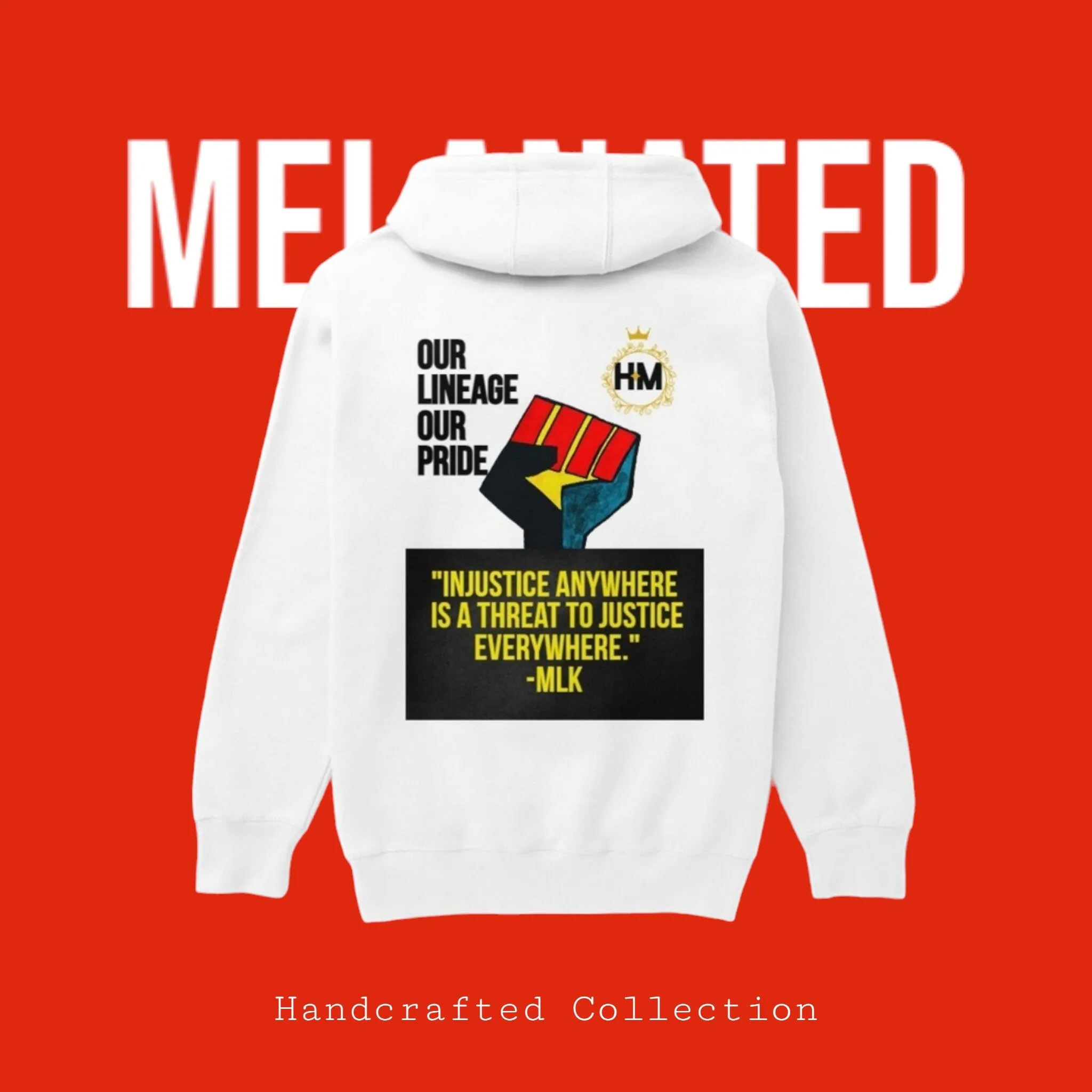 MLK Streetwear Unisex Pullover Hoodie, Hand-Drawn Art & Empowering Quotes
