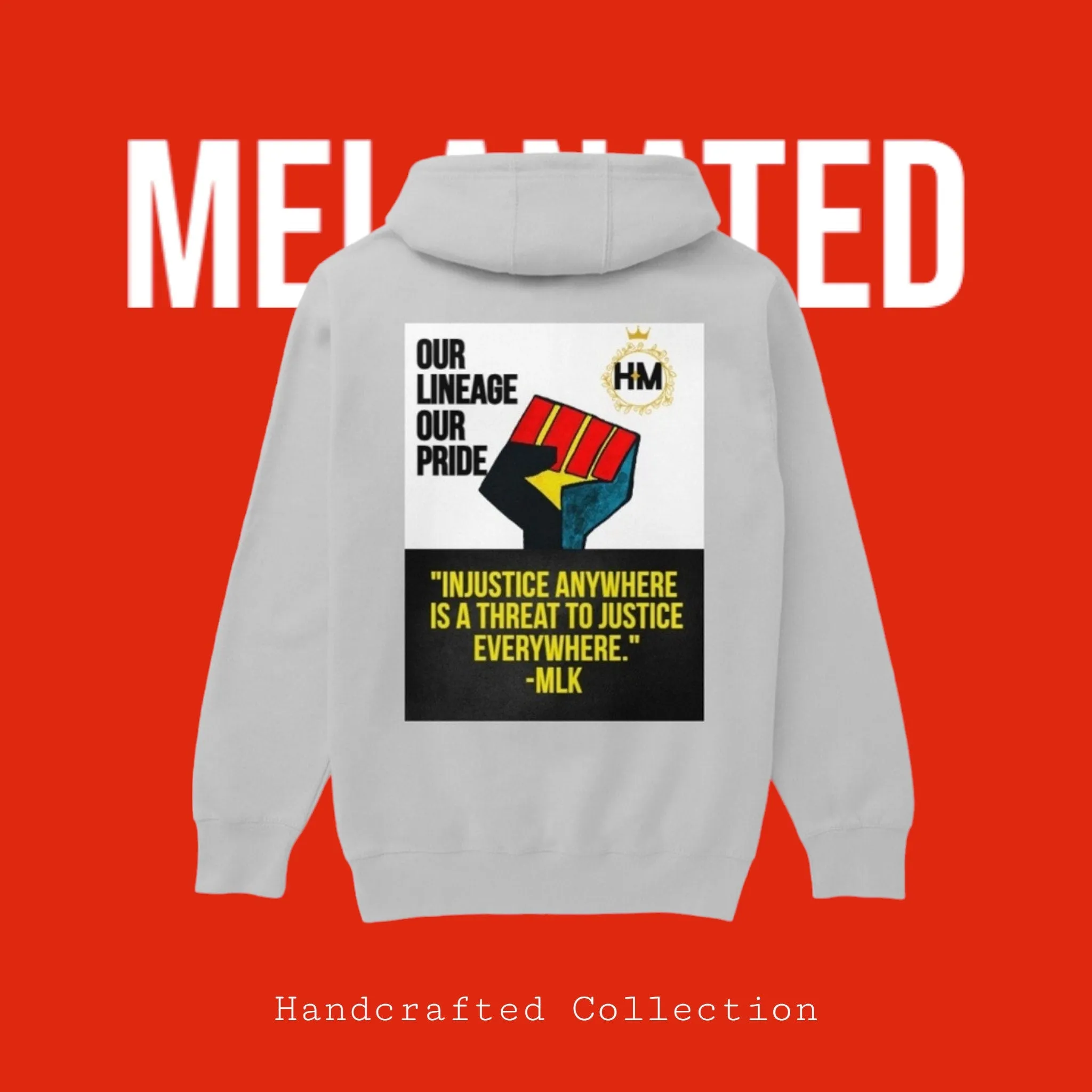 MLK Streetwear Unisex Pullover Hoodie, Hand-Drawn Art & Empowering Quotes