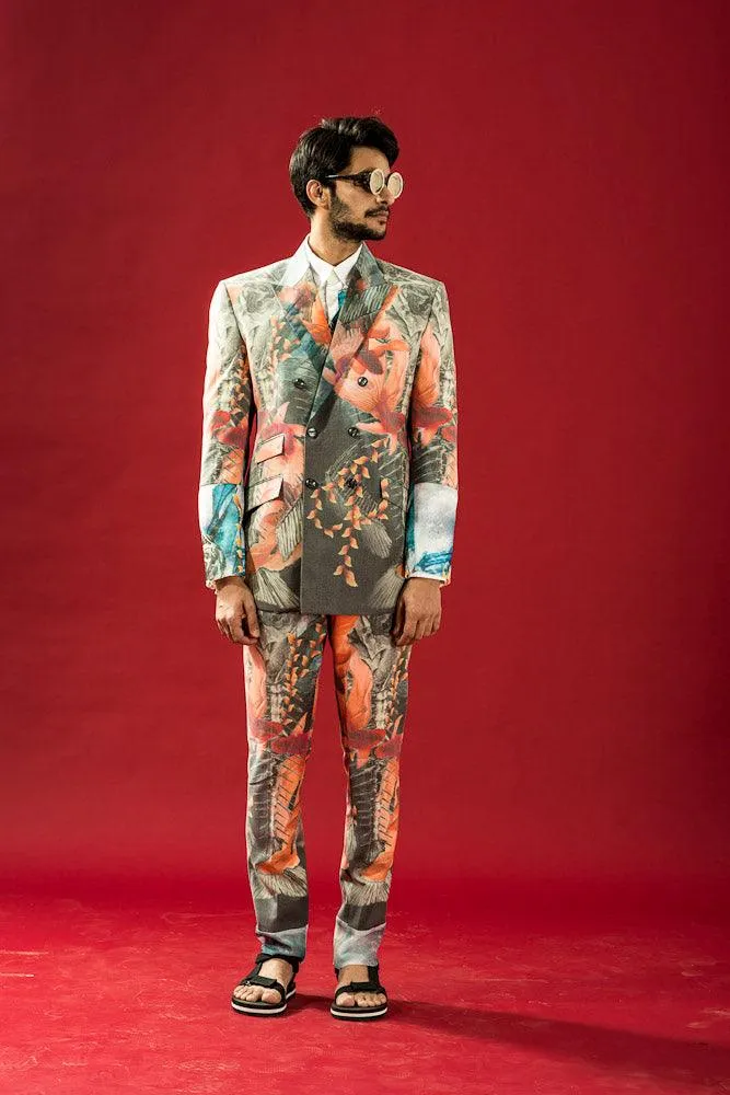 Multi-Coloured Photoreal Fish Print Blazer