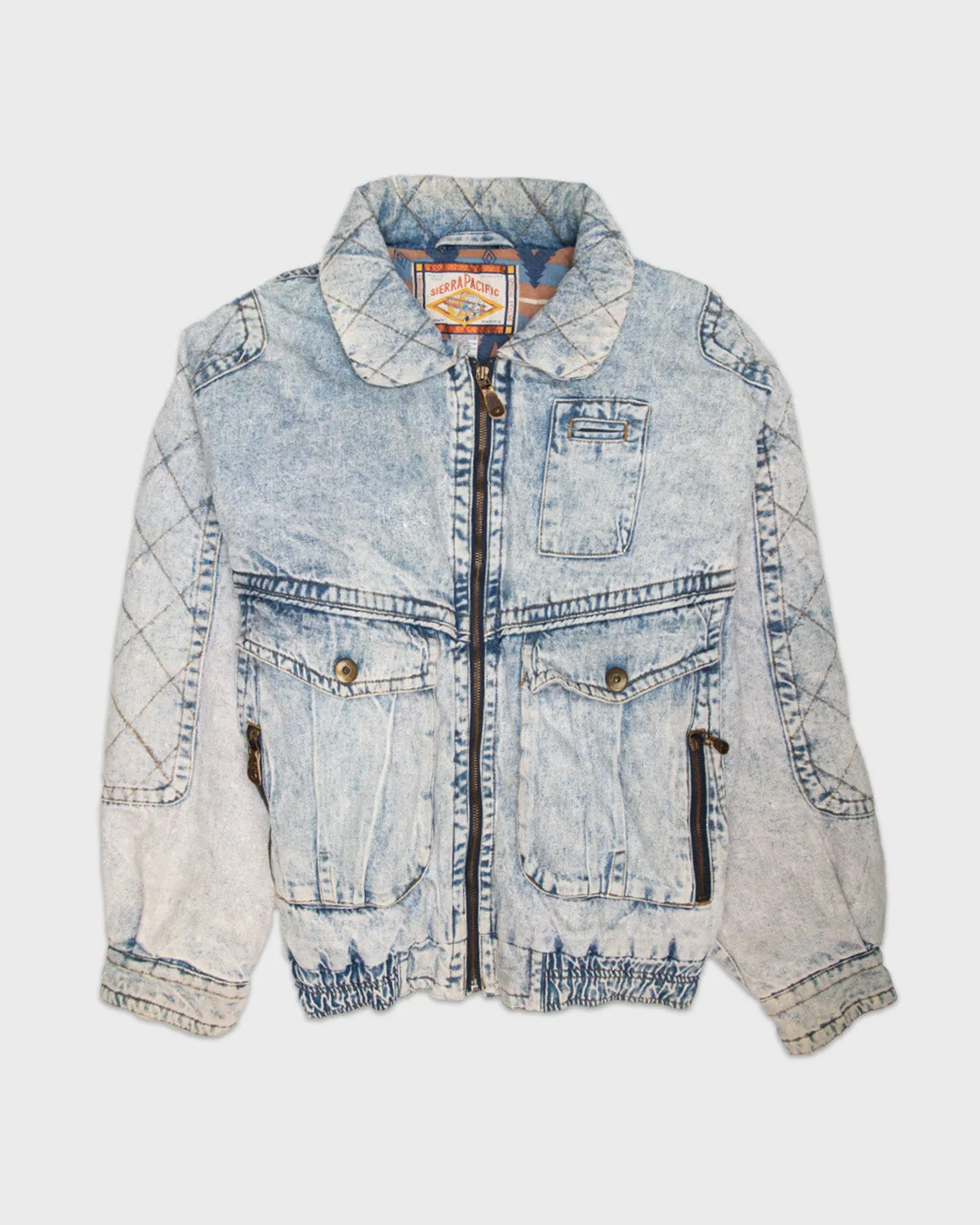 Patchwork '80s acid wash denim jacket