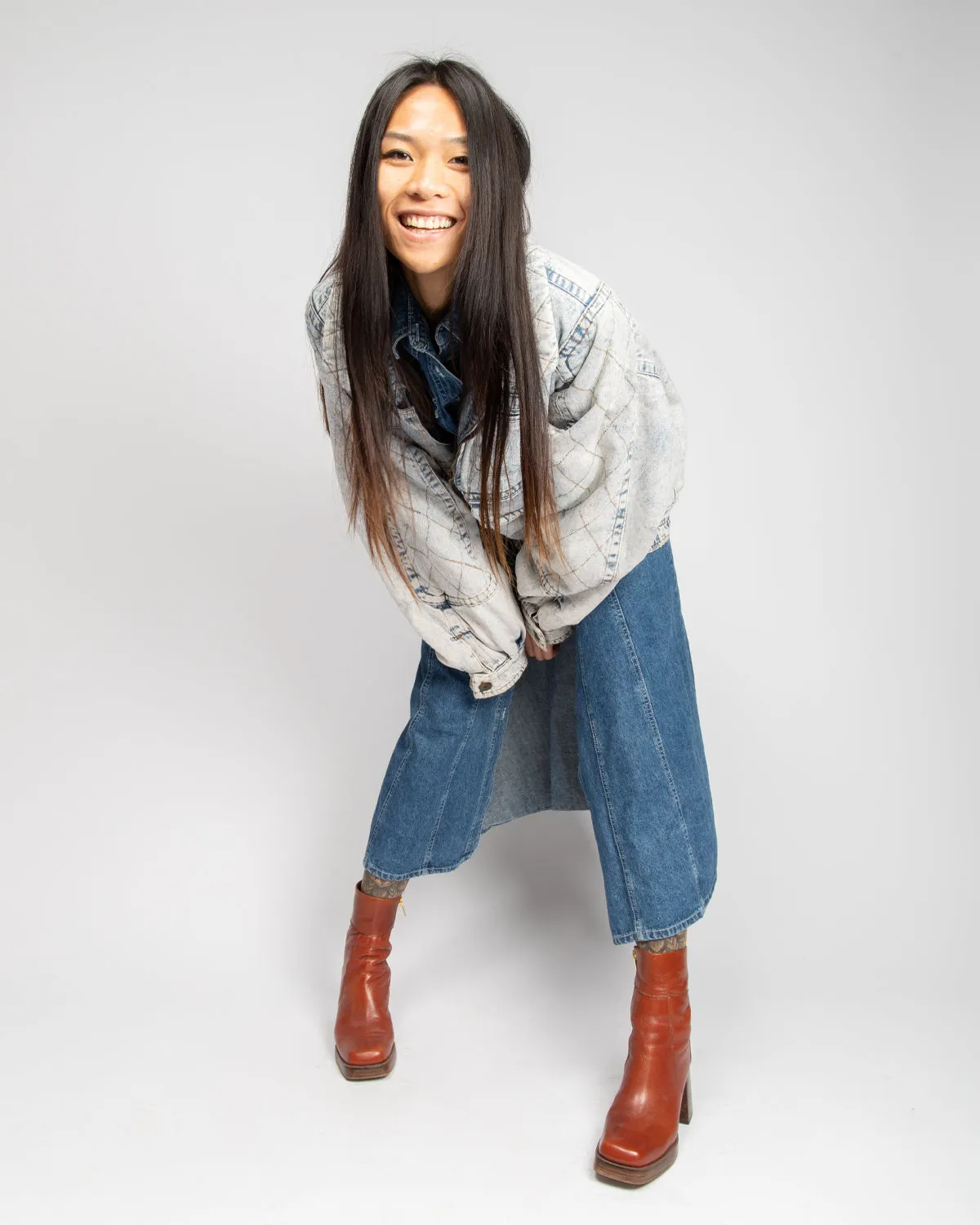 Patchwork '80s acid wash denim jacket