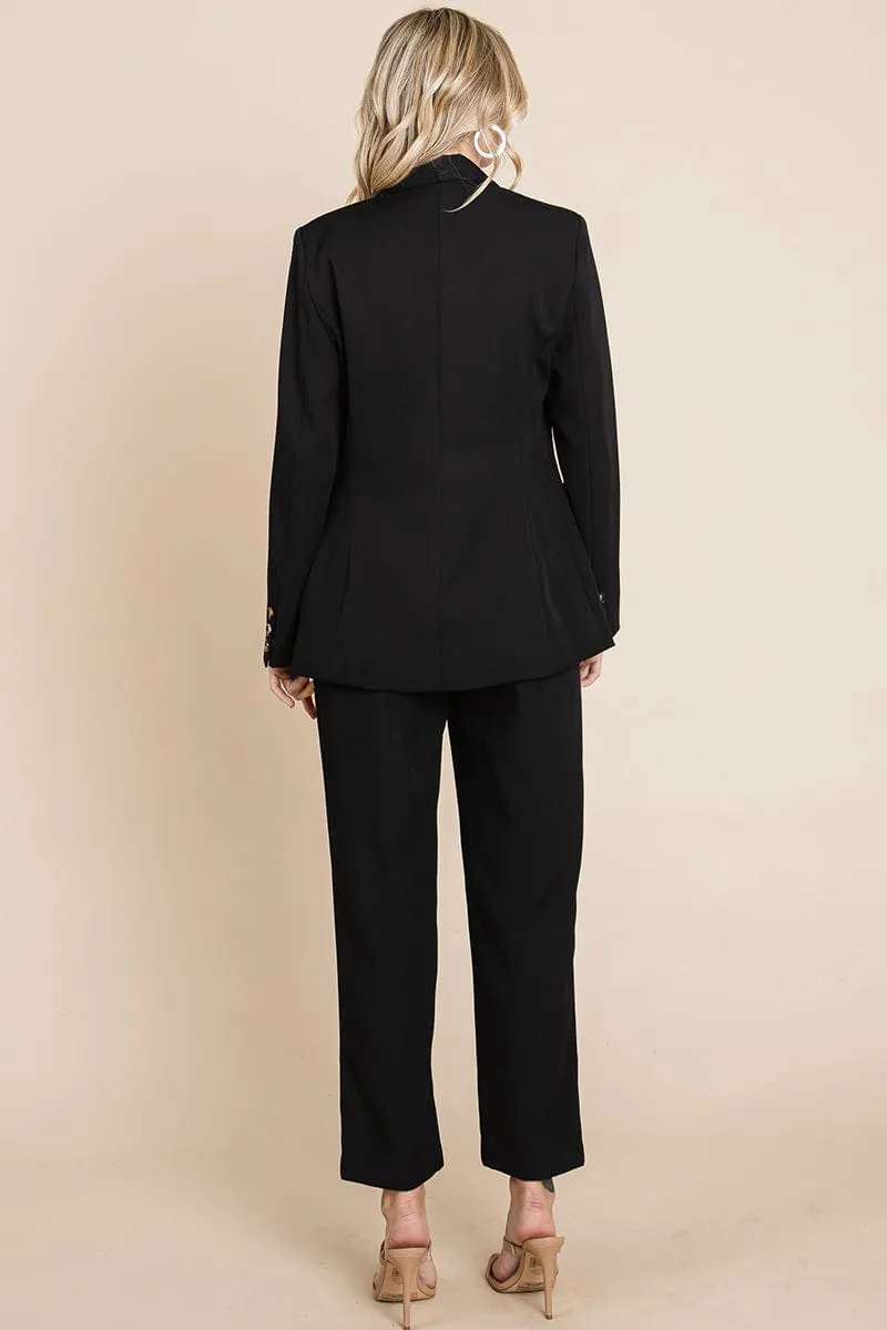 Single Breasted Blazer & High Waisted Pants Set