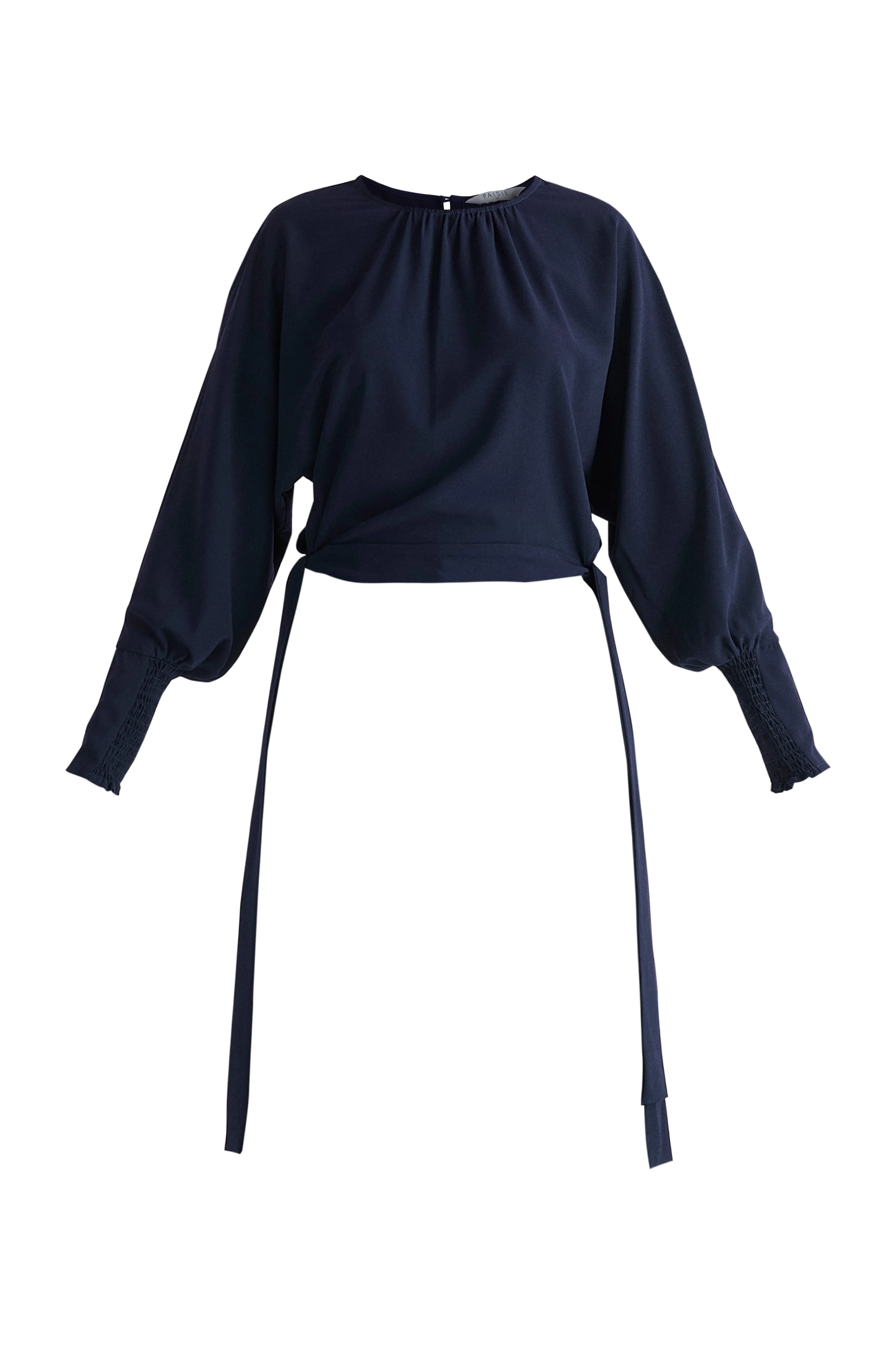 Waist Tie Top with Shirred Cuffs